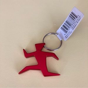 Running man keychain bottle opener red